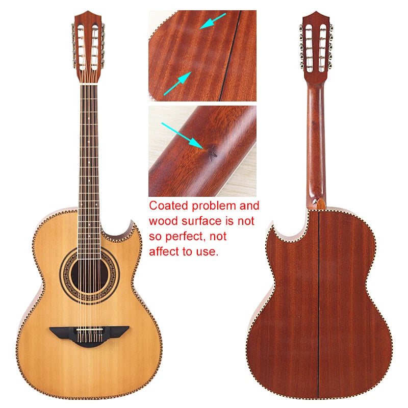 40"/38" High Glossy Electric Acoustic Guitar (10-String, EQ)