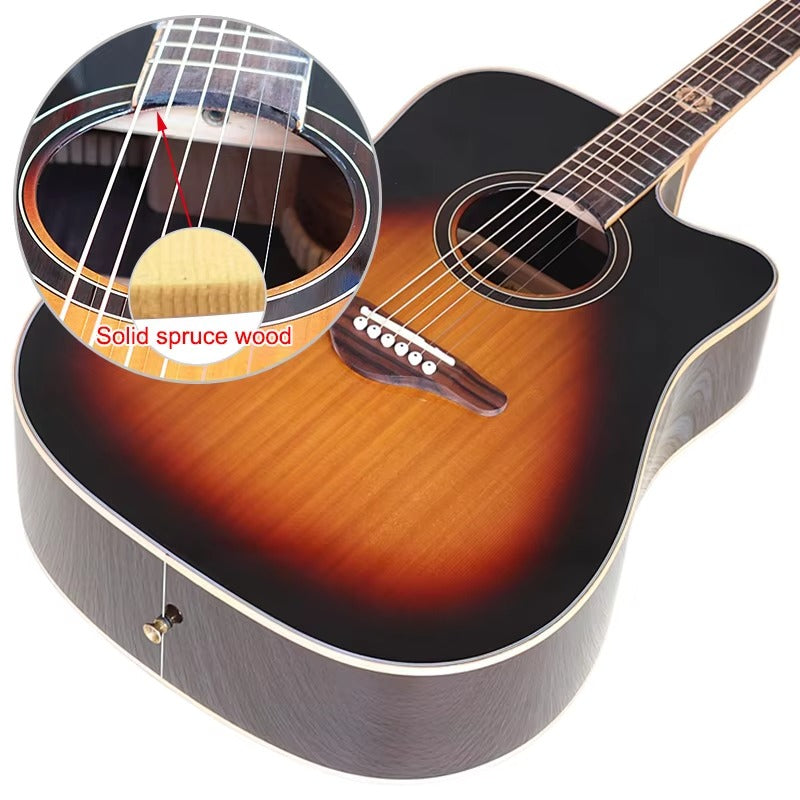 Jizhlin Acoustic Electric Guitar - Spruce Top, Cutaway Dreadnought